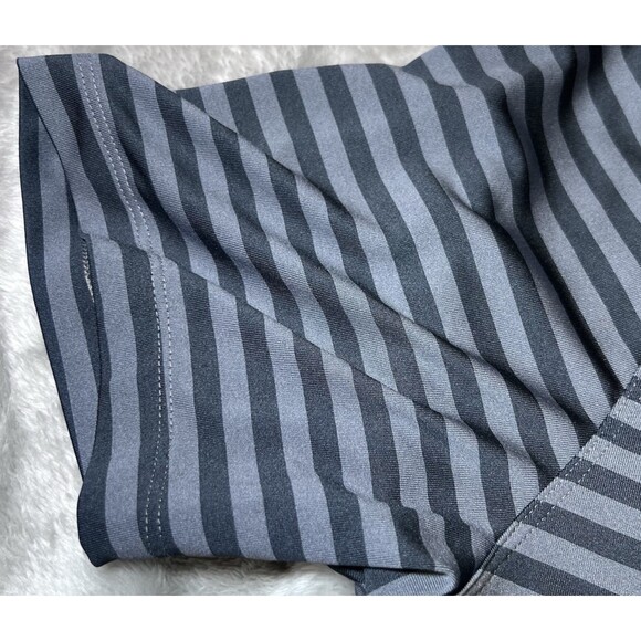 Nike Golf Dri-Fit Polo Shirt Mens Size Small Navy Blue Grey Striped Logo - Picture 12 of 12